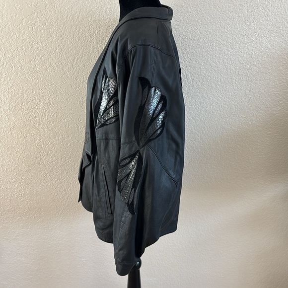 Vintage 80s Leather Patch Work Club Jacket - Picture 7 of 12